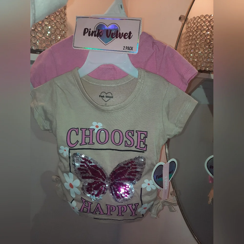 Pink Velvet Butterfly Sequin T-Shirt Pack - Picture 4 of 6